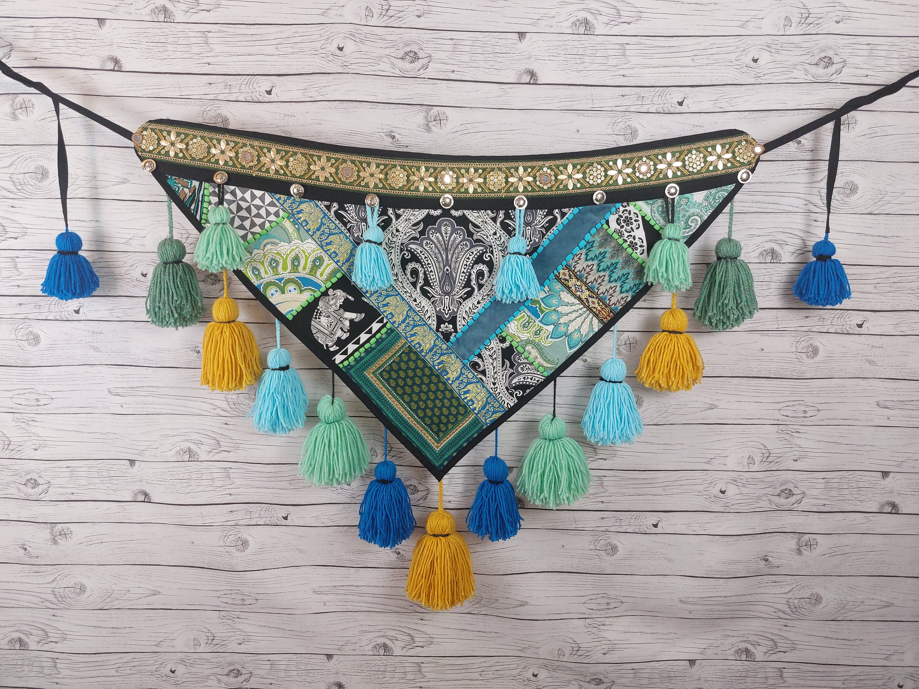 Tassel Belt "Turquoise Elephant", Quastengürtel für FCBD, ATS, ITS, Bauchtanz Gürtel, abnehmbare Quasten