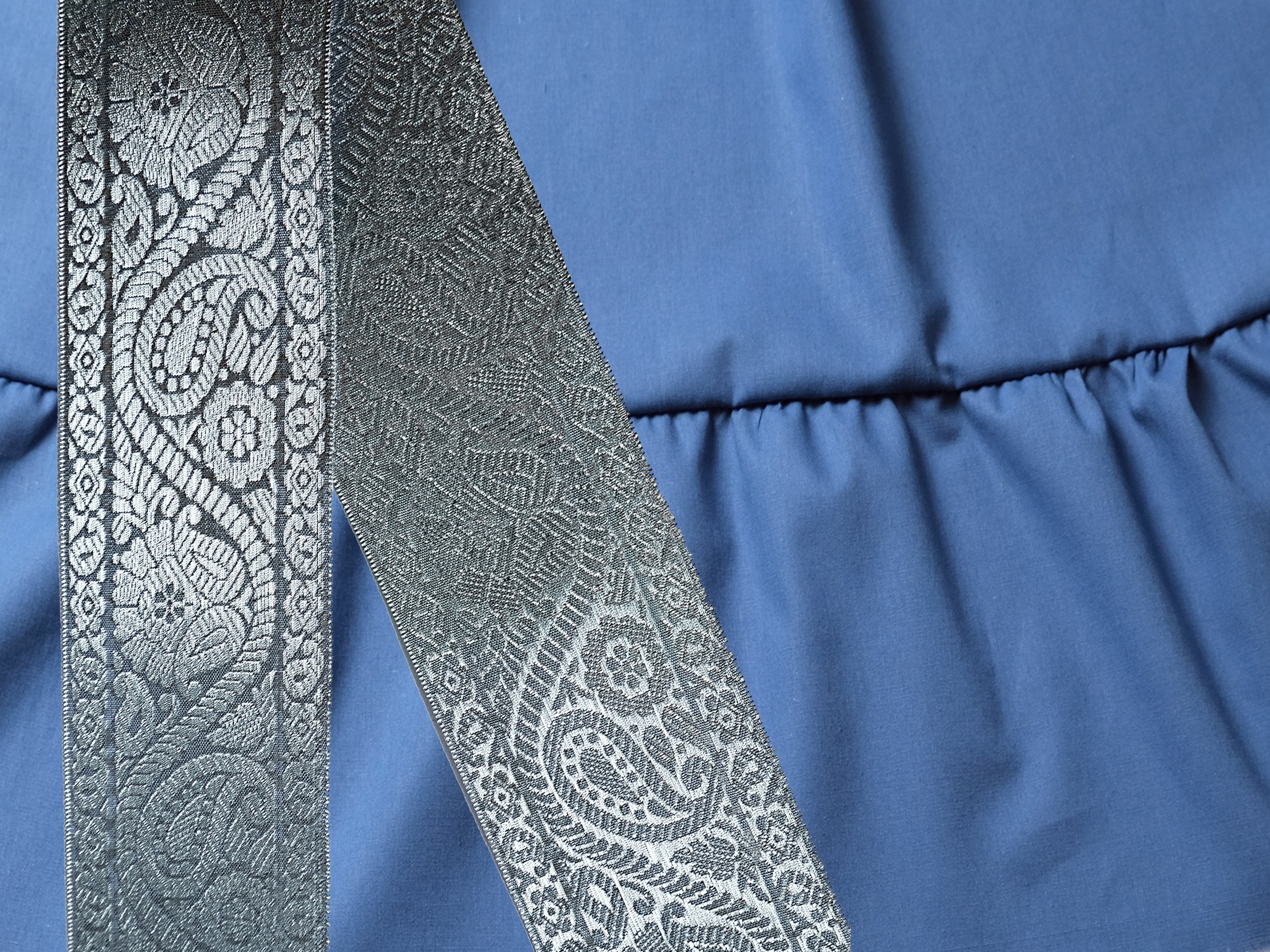 25-Yard Bauchtanzrock, jeansblau - individuelle Sari-Borte, Länge & Weite | FCBD, ATS, Tribal Fusion | Cotton Bellydance Padma Skirt
