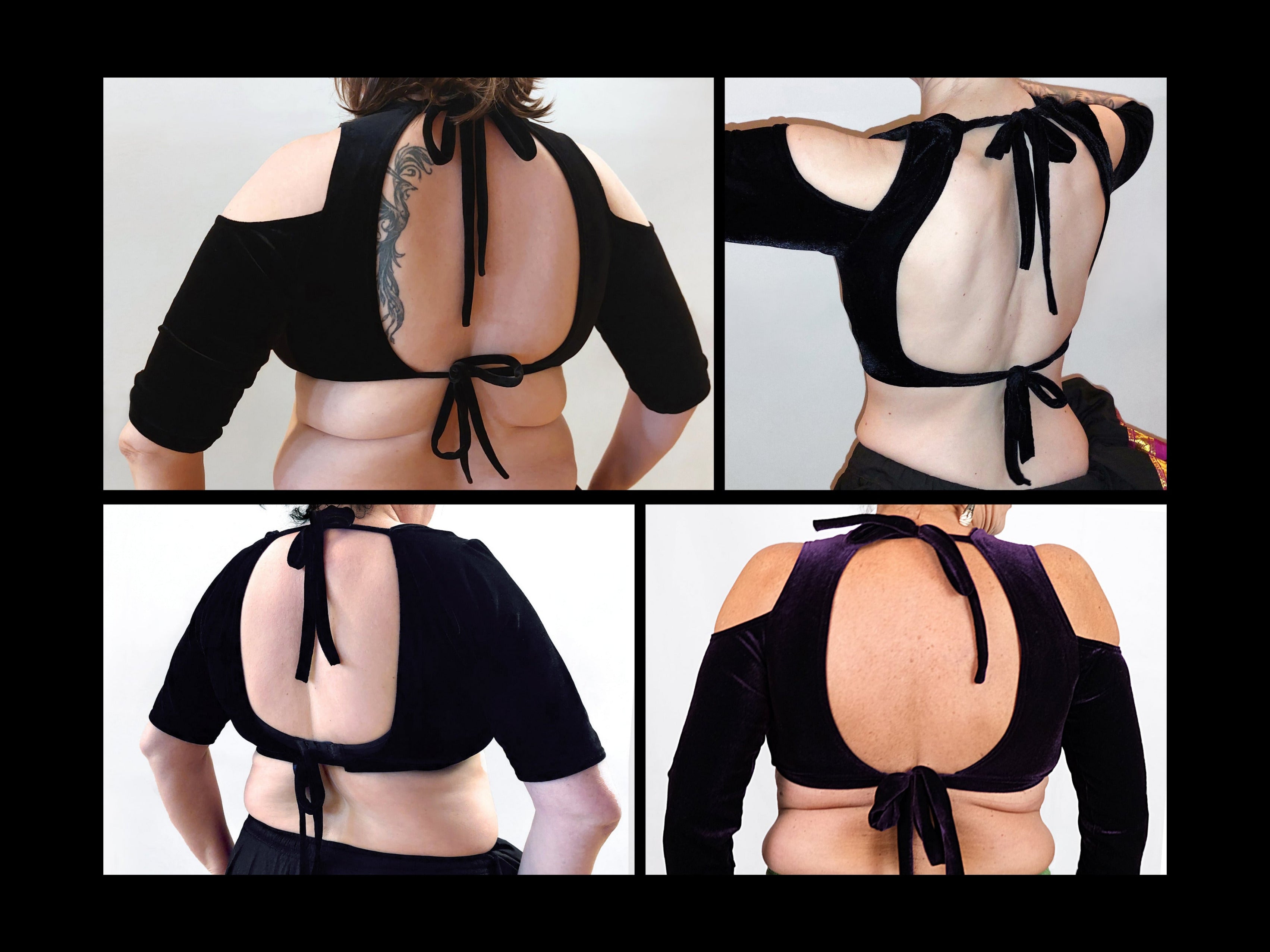 Maßgeschneiderter Choli für FCBD®/ ATS®, Choli nach Maß, aus Stretch-Samt