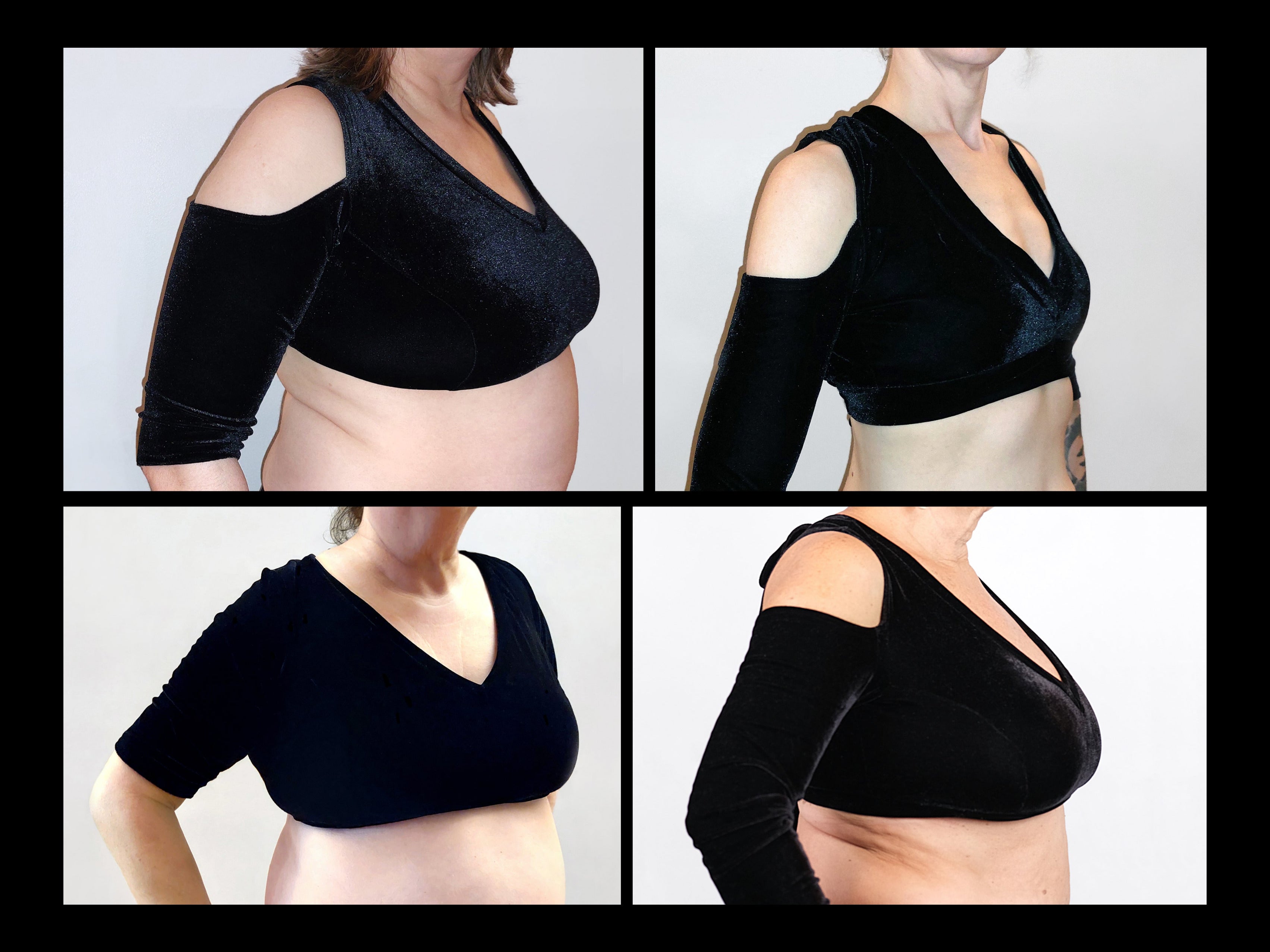 Maßgeschneiderter Choli für FCBD®/ ATS®, Choli nach Maß, aus Stretch-Samt