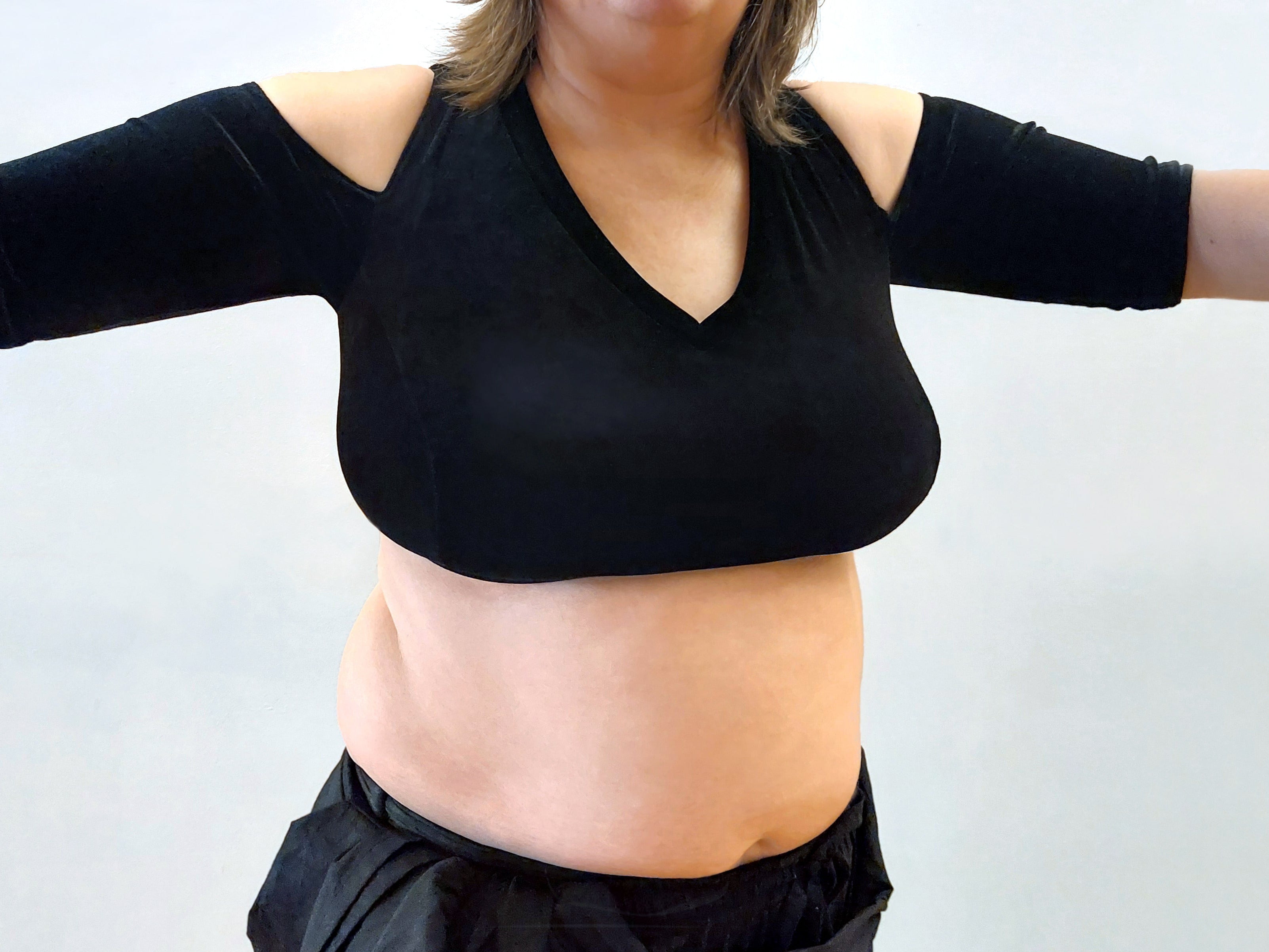 Choli Variante "Birgit", Cup 95D, mit Cold Shoulder, aus Stretch Samt