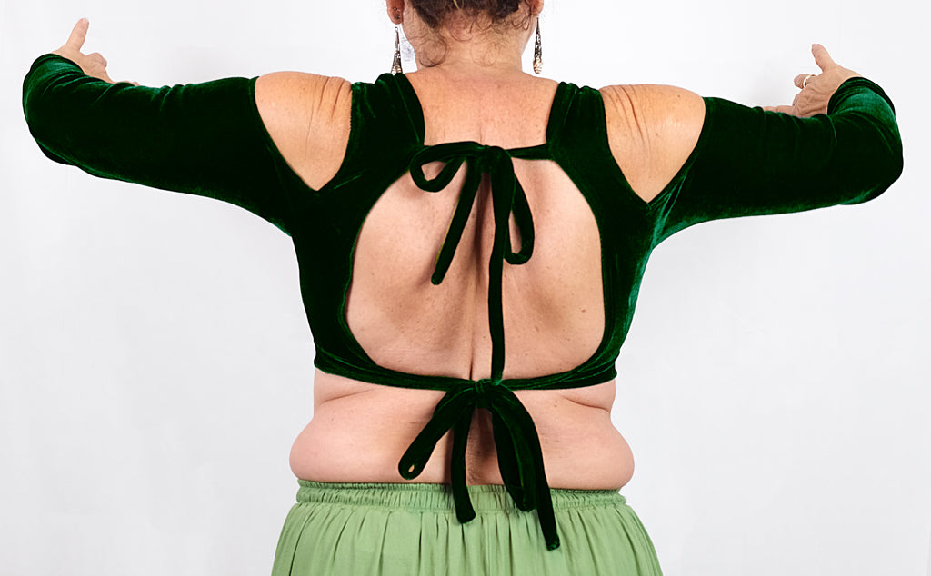 Choli Variante "Gabi", Cup 80D, mit Cold Shoulder, aus Stretch Samt