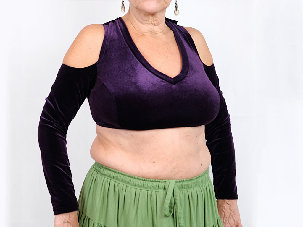 Choli Variante "Gabi", Cup 80D, mit Cold Shoulder, aus Stretch Samt