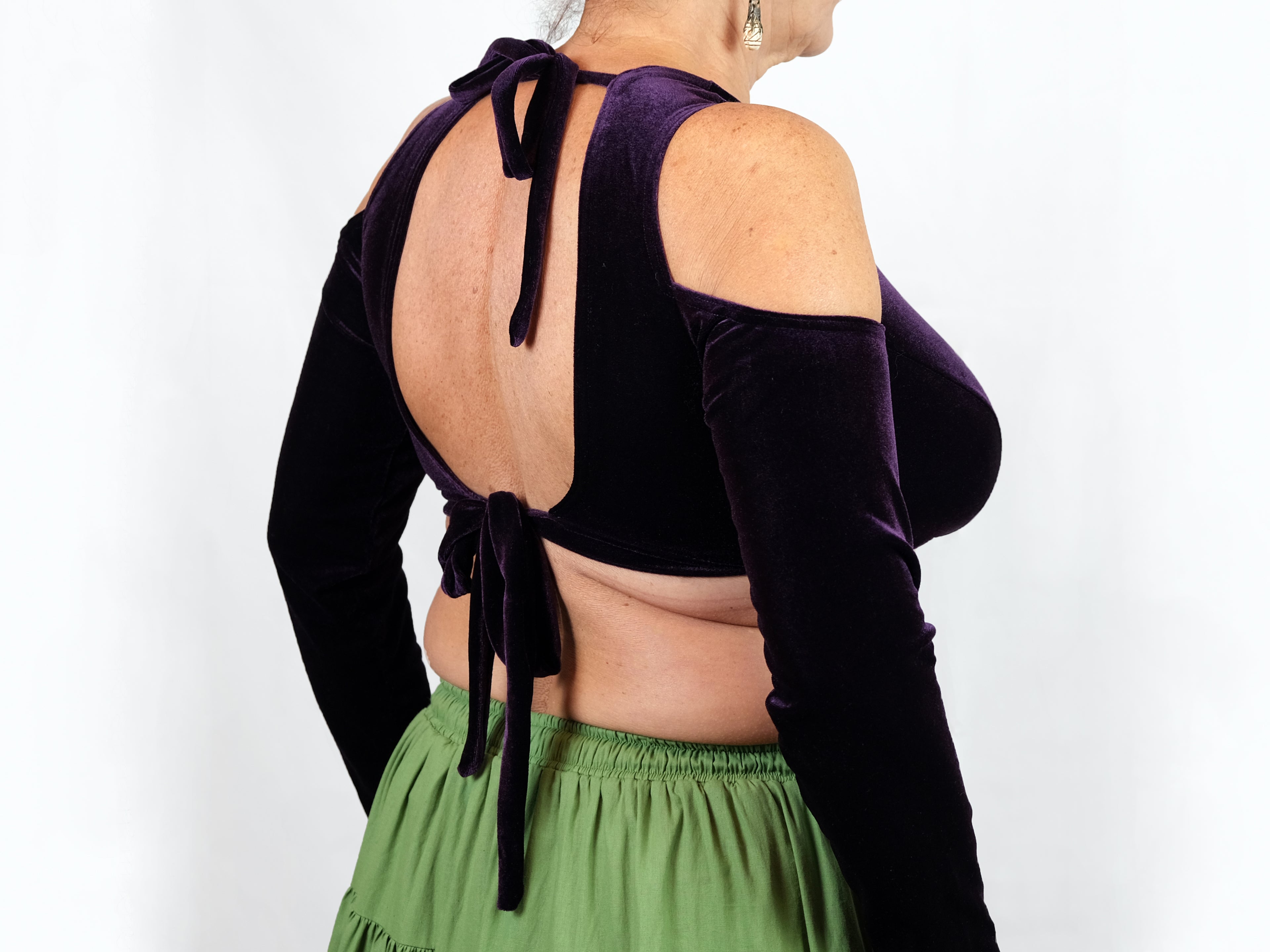 Choli Variante "Gabi", Cup 80D, mit Cold Shoulder, aus Stretch Samt