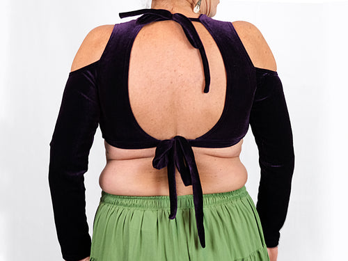 Choli Variante "Gabi", Cup 80D, mit Cold Shoulder, aus Stretch Samt