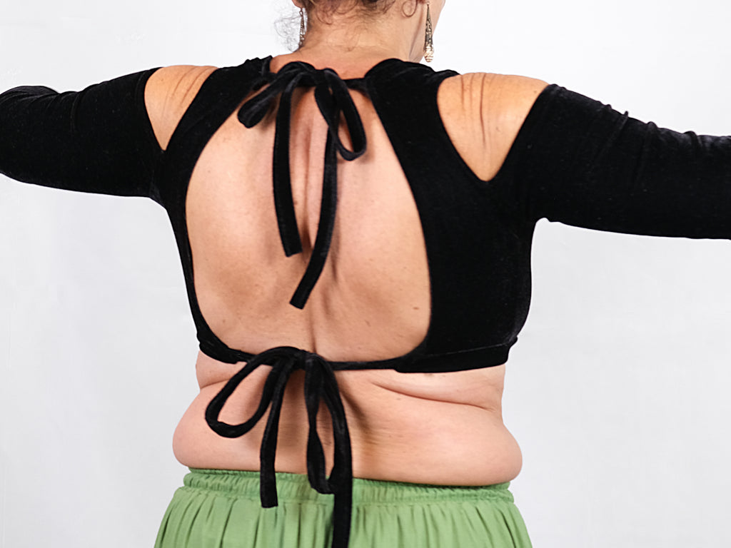 Choli Variante "Gabi", Cup 80D, mit Cold Shoulder, aus Stretch Samt