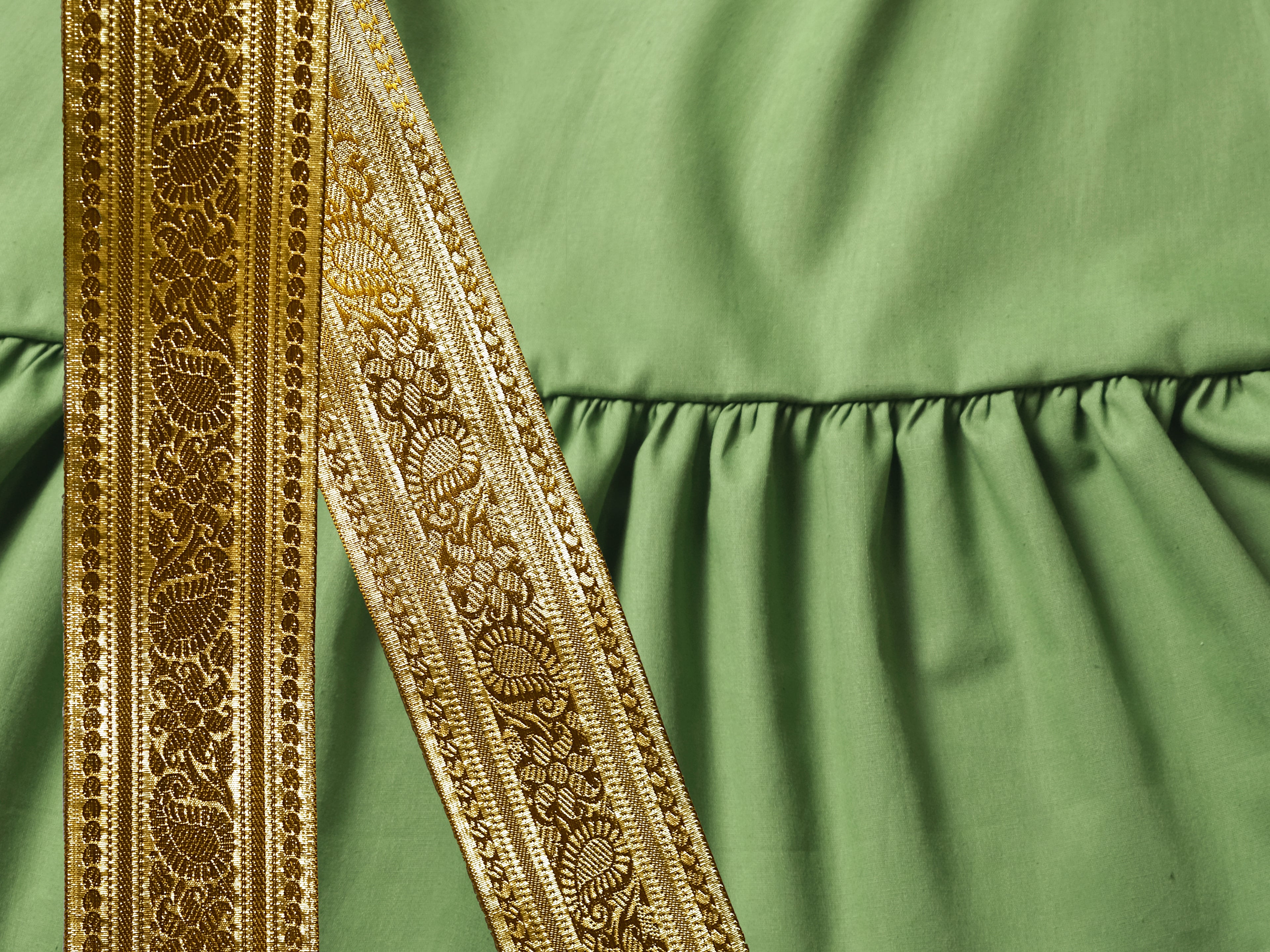 Grüner 25 Yard Padma Rock - Wähle Sari-Borte, Länge & Weite | Bellydance FCBD, ATS, Tribal Fusion