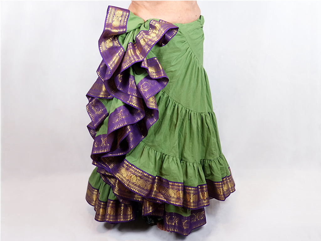Grüner 25 Yard Padma Rock - Wähle Sari-Borte, Länge & Weite | Bellydance FCBD, ATS, Tribal Fusion