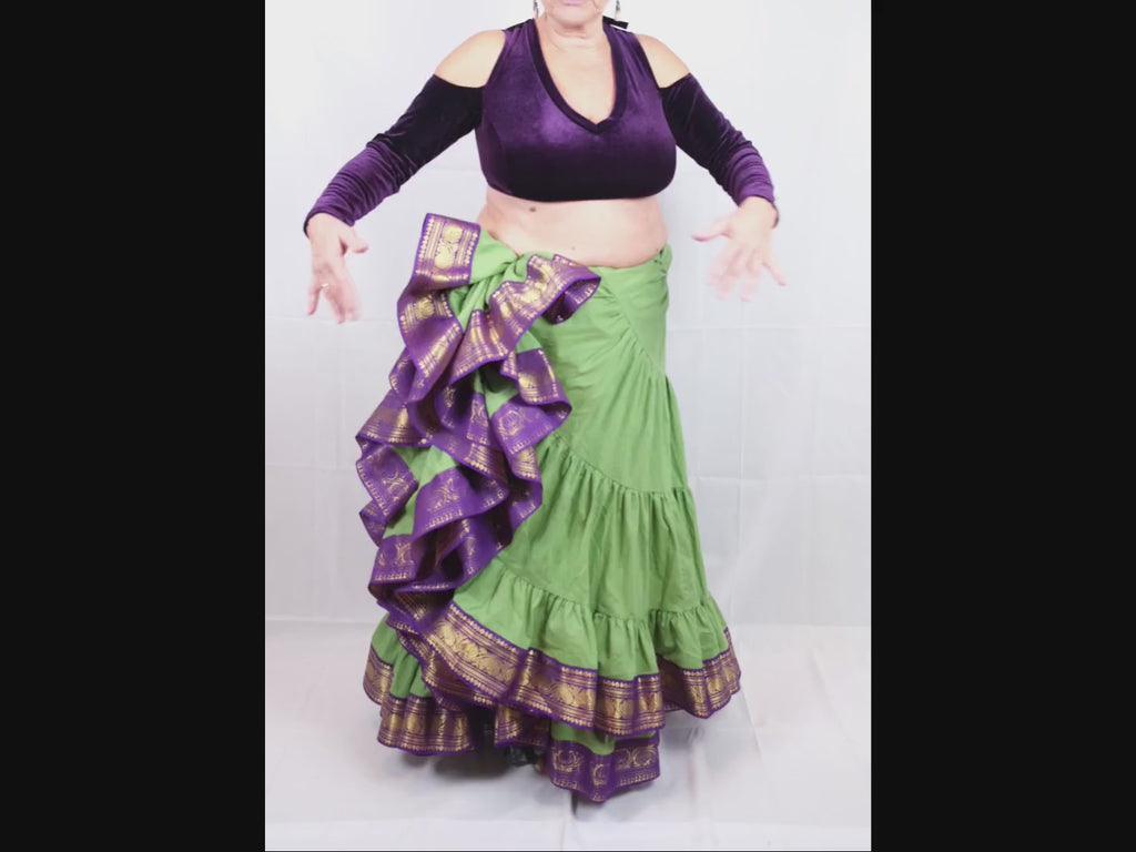 Grüner 25 Yard Padma Rock - Wähle Sari-Borte, Länge & Weite | Bellydance FCBD, ATS, Tribal Fusion