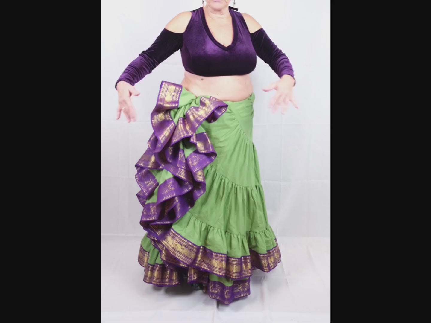 Grüner 25 Yard Padma Rock - Wähle Sari-Borte, Länge & Weite | Bellydance FCBD, ATS, Tribal Fusion