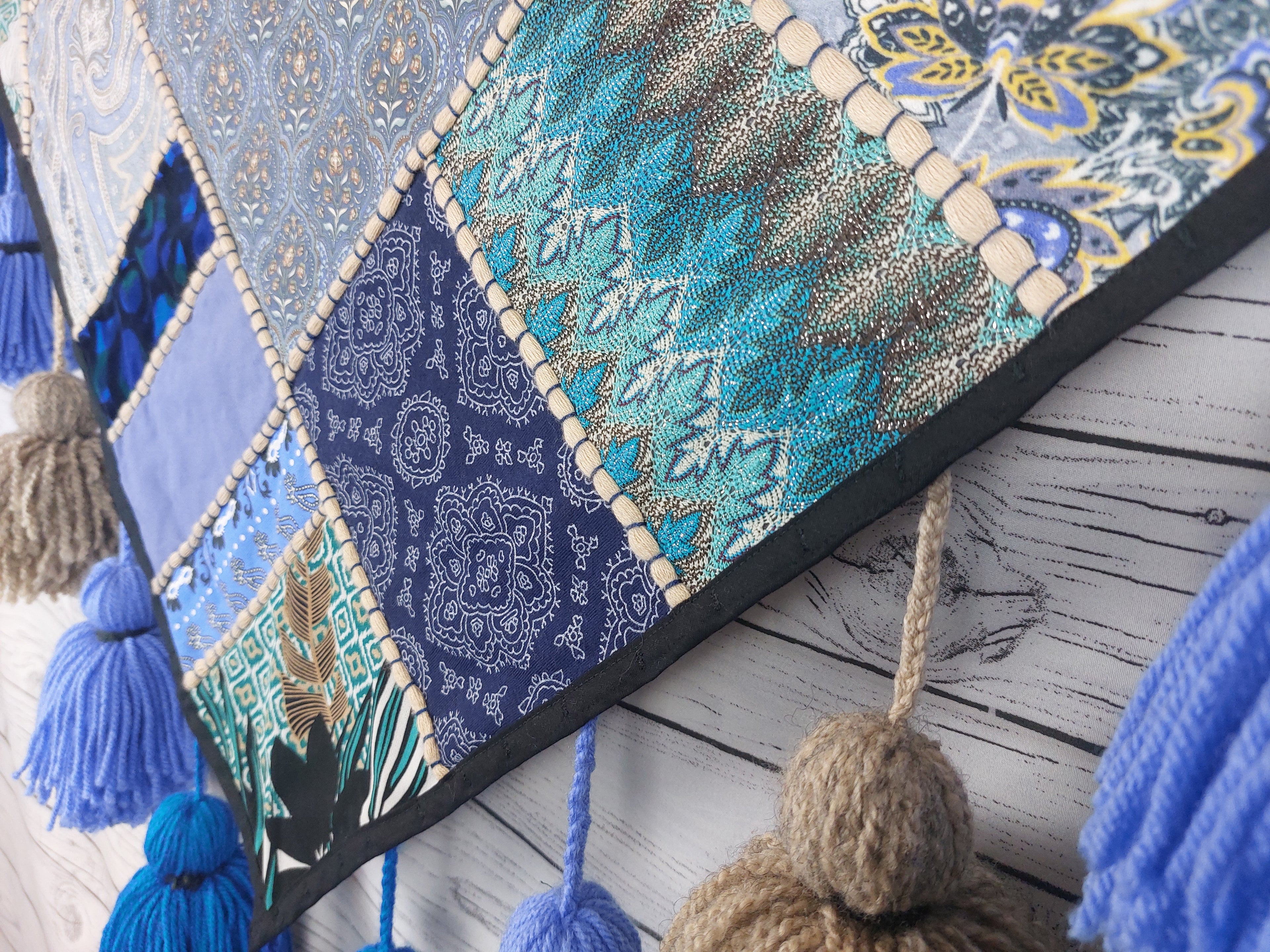 Tassel Belt "California Blue", Quastengürtel für FCBD, ATS, ITS, Bauchtanz Gürtel, Tribal Bellydance, abnehmbare Quasten