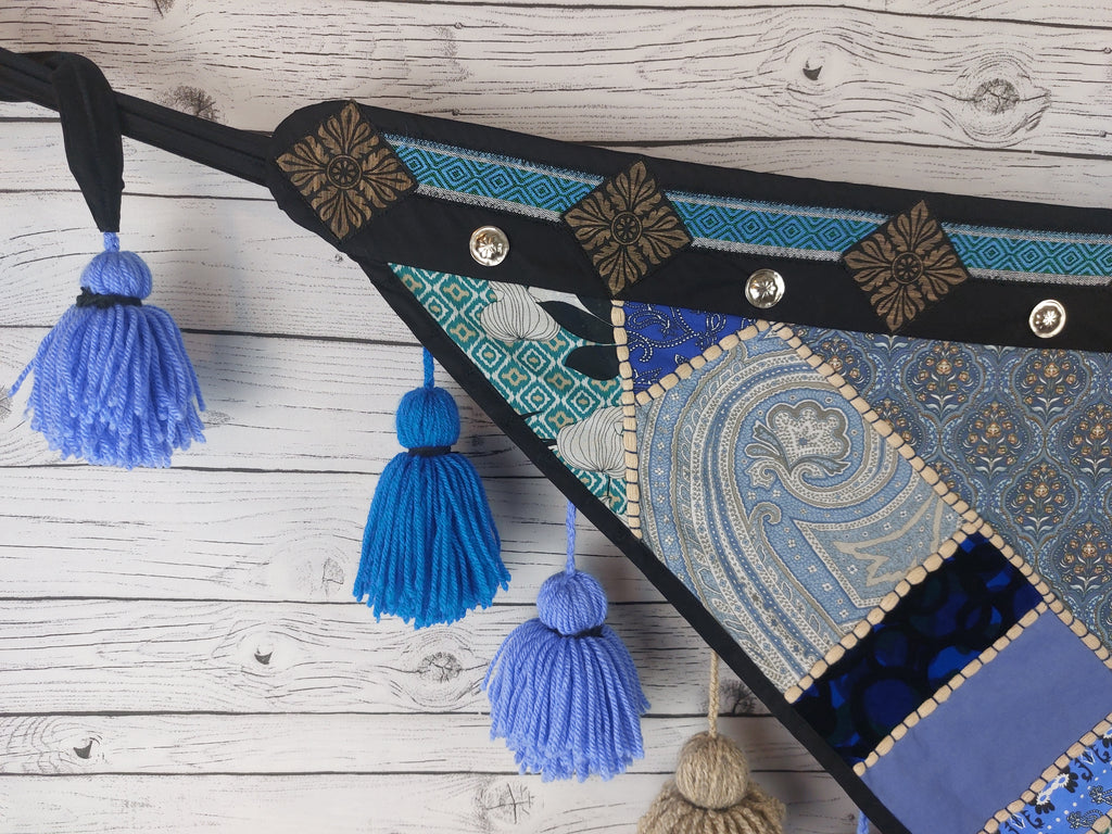 Tassel Belt "California Blue", Quastengürtel für FCBD, ATS, ITS, Bauchtanz Gürtel, Tribal Bellydance, abnehmbare Quasten