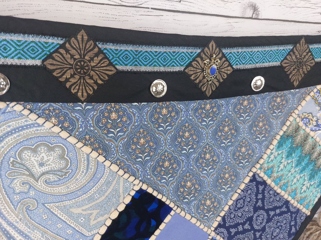 Tassel Belt "California Blue", Quastengürtel für FCBD, ATS, ITS, Bauchtanz Gürtel, Tribal Bellydance, abnehmbare Quasten