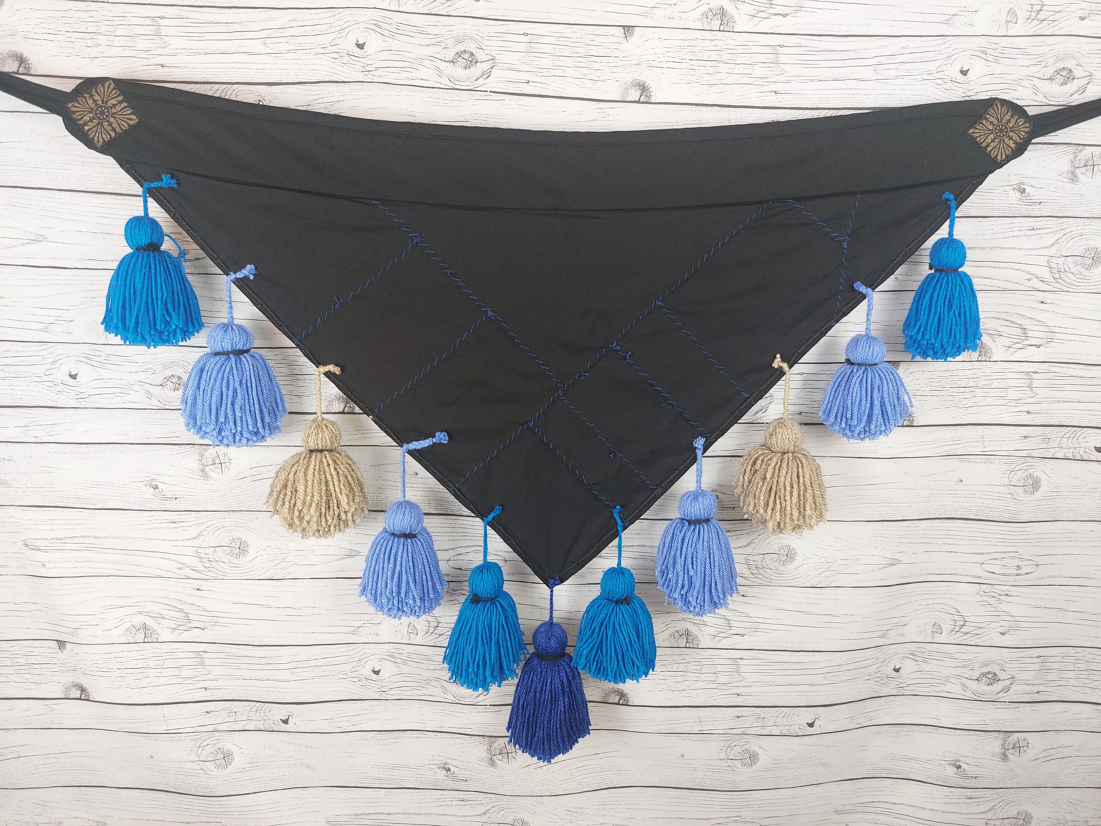 Tassel Belt "California Blue", Quastengürtel für FCBD, ATS, ITS, Bauchtanz Gürtel, Tribal Bellydance, abnehmbare Quasten