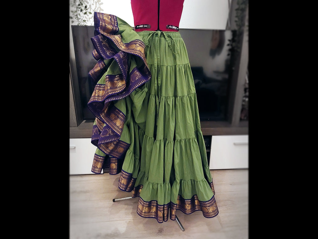 Grüner 25 Yard Padma Rock - Wähle Sari-Borte, Länge & Weite | Bellydance FCBD, ATS, Tribal Fusion