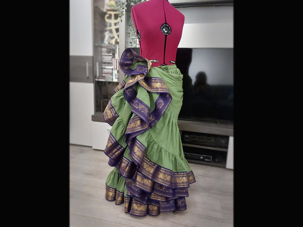 Grüner 25 Yard Padma Rock - Wähle Sari-Borte, Länge & Weite | Bellydance FCBD, ATS, Tribal Fusion